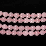 Rosakvarts perler. Naturlig. 4 mm streng.